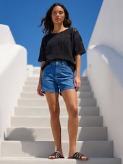 Roman Black Crochet Detail Knit Top - Image 2 of 4
