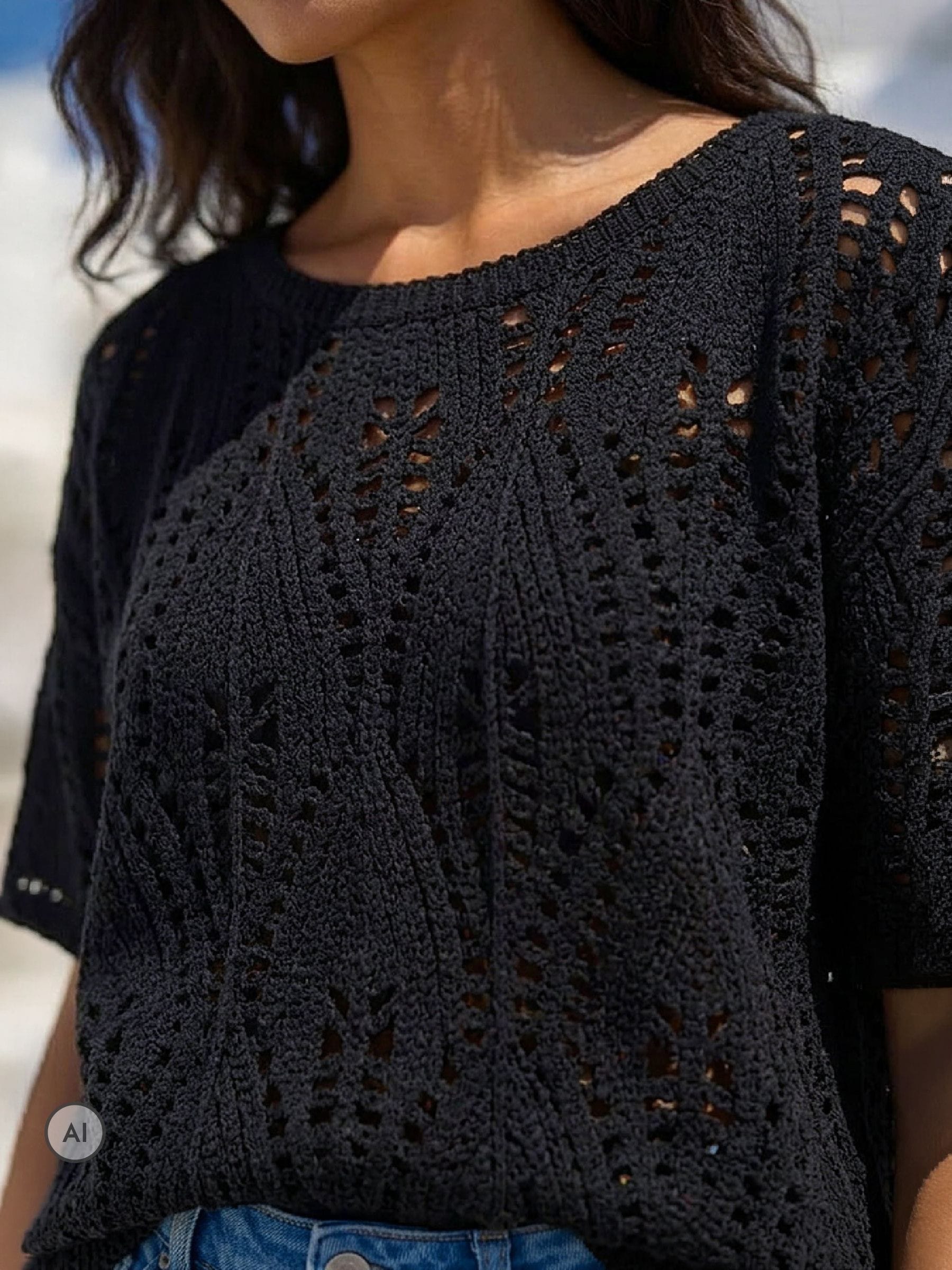 andmary Heart crochet ニット tops Noa crochet knit トップス 