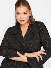 Yours Curve Black Limited Glitter Blazer Dress - Image 4 of 4