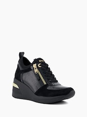 Dune London Black Side Zip Eiline Wedge Trainers - Image 4 of 6