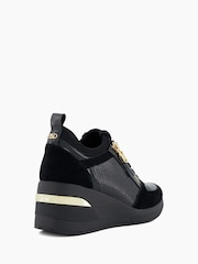 Dune London Black Side Zip Eiline Wedge Trainers - Image 5 of 6