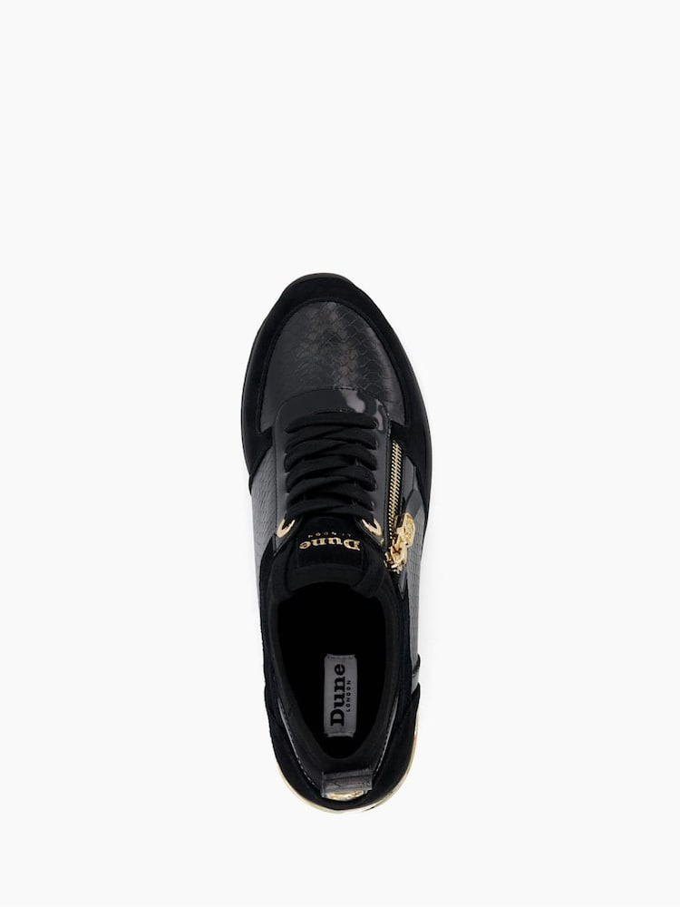 Dune London Black Side Zip Eiline Wedge Trainers - Image 6 of 6