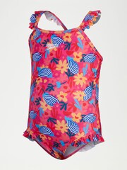 Speedo Pink Girls Digital Frill Thin Strap Swimsuit - Image 2 of 3