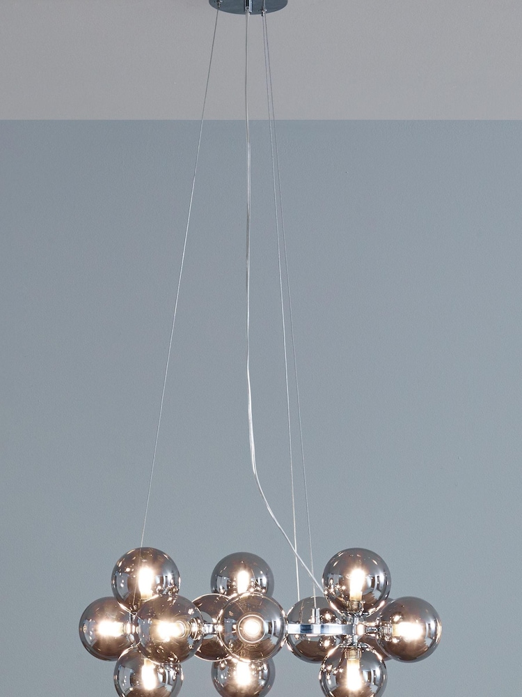Pacific Black Vecchio Glass Ball And Metal Ceiling Light Pendant - Image 1 of 2