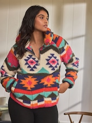 Bright Ikat Borg Half Zip Jacket - Image 1 of 8