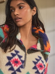 Bright Ikat Borg Half Zip Jacket - Image 4 of 8