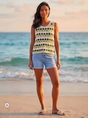 Roman Green Wave Crochet Knit Vest - Image 1 of 4