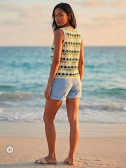 Roman Green Wave Crochet Knit Vest - Image 3 of 4