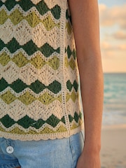 Roman Green Wave Crochet Knit Vest - Image 4 of 4