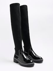 River Island Black Knit High Leg Boots - Image 3 of 5