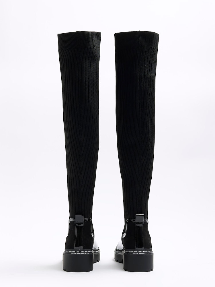 River Island Black Knit High Leg Boots - Image 5 of 5