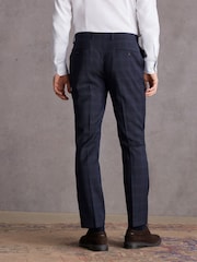 Navy Blue Slim Signature Italian Fabric Check Suit Trousers - Image 3 of 9