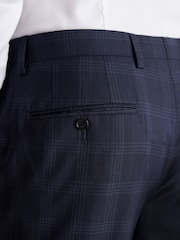 Navy Blue Slim Signature Italian Fabric Check Suit Trousers - Image 5 of 9