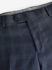 Navy Blue Slim Signature Italian Fabric Check Suit Trousers - Image 7 of 9
