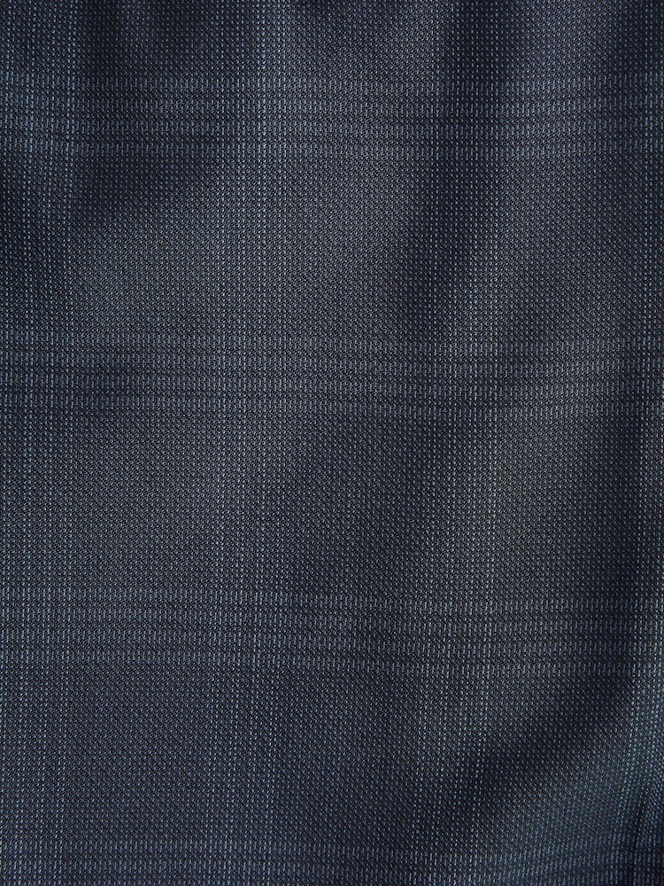 Navy Blue Slim Signature Italian Fabric Check Suit Trousers - Image 9 of 9