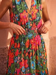 Roman Red Floral Shirred Maxi Dress - Image 5 of 5