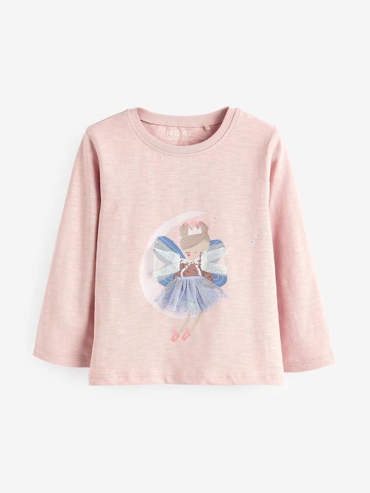 Pink Pretty Fairy 100% Cotton Long Sleeve T-Shirt (3mths-7yrs) - Image 1 of 1