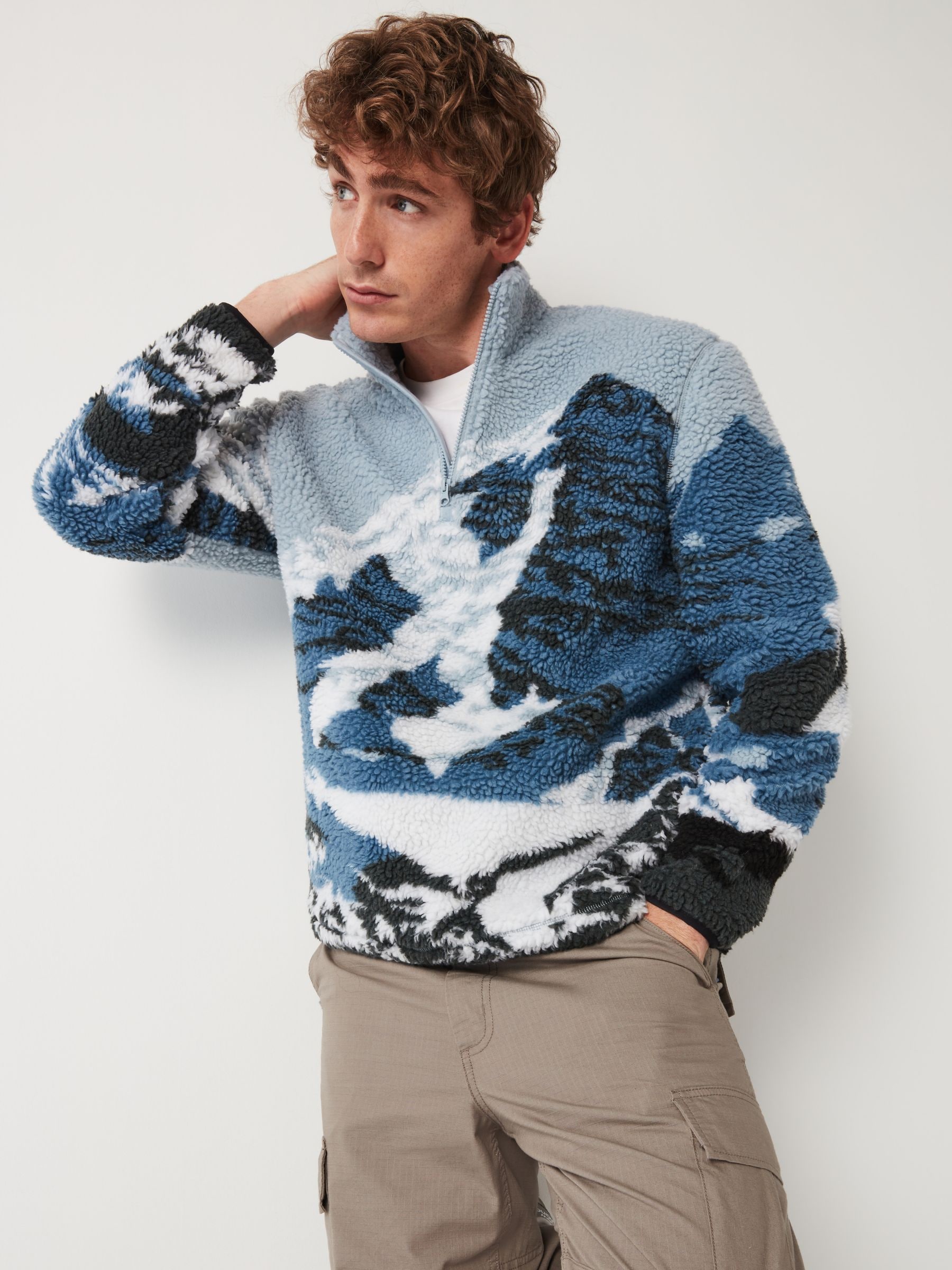 Buy Blue Borg Fleece Funnel Quarter Zip Neck from Next Luxembourg