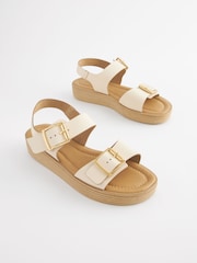 Bone Regular/Wide Fit Buckle Flatform Sandals - Image 3 of 7