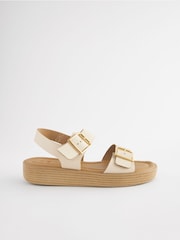 Bone Regular/Wide Fit Buckle Flatform Sandals - Image 4 of 7