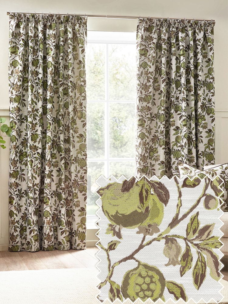 Wylder Pomegranate Floral Jacquard Pencil Pleat Curtains - Изображение 1 из 5 Wylder Pomegranate Floral Jacquard Pencil Pleat Curtains - Изображение 1 из 5