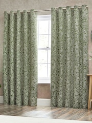 Wylder Olive Bali Botanical Jacquard Eyelet Curtains - Image 5 of 5