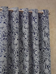 Wylder Midnight Bali Botanical Jacquard Eyelet Curtains - Image 2 of 5