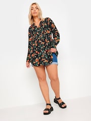 Yours Curve Black/White Pintuck Shirt - Image 2 of 5