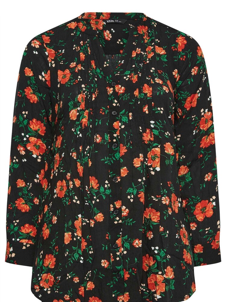 Yours Curve Black/White Pintuck Shirt - Image 5 of 5