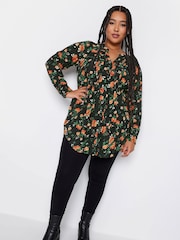 Yours Curve Black/White Pintuck Shirt - Image 7 of 8