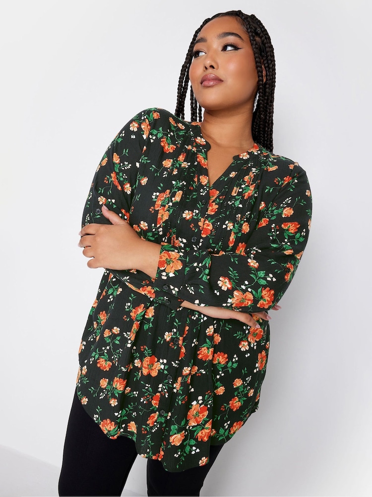 Yours Curve Black/White Pintuck Shirt - Image 8 of 8