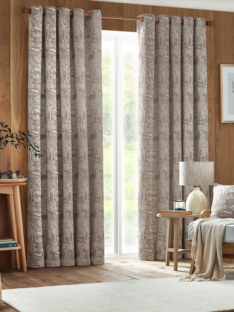Furn Taupe Winter Woods Chenille Eyelet Curtains - Image 1 of 6