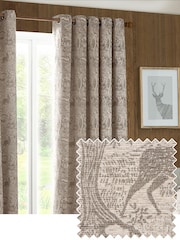 Furn Taupe Winter Woods Chenille Eyelet Curtains - Image 2 of 6