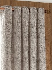Furn Taupe Winter Woods Chenille Eyelet Curtains - Image 4 of 6