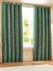 Wylder Emerald Grantley Jacquard Eyelet Curtains - Image 2 of 5