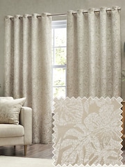 Wylder Natural Bali Botanical Jacquard Eyelet Curtains - Image 1 of 5