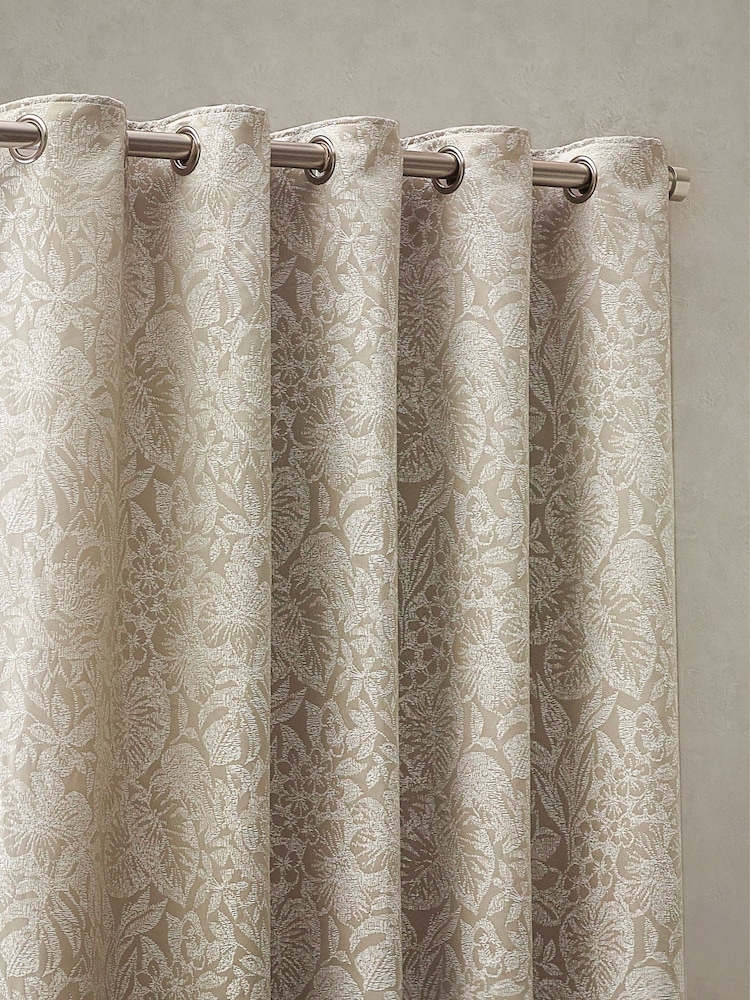 Wylder Natural Bali Botanical Jacquard Eyelet Curtains - Image 2 of 5
