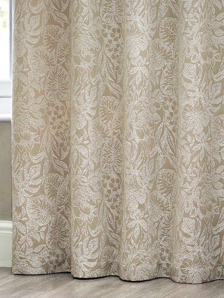 Wylder Natural Beige Bali Jacquard Fully Lined Eyelet Curtains - Image 4 of 4