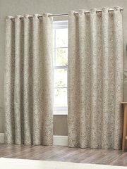 Wylder Natural Bali Botanical Jacquard Eyelet Curtains - Image 5 of 5