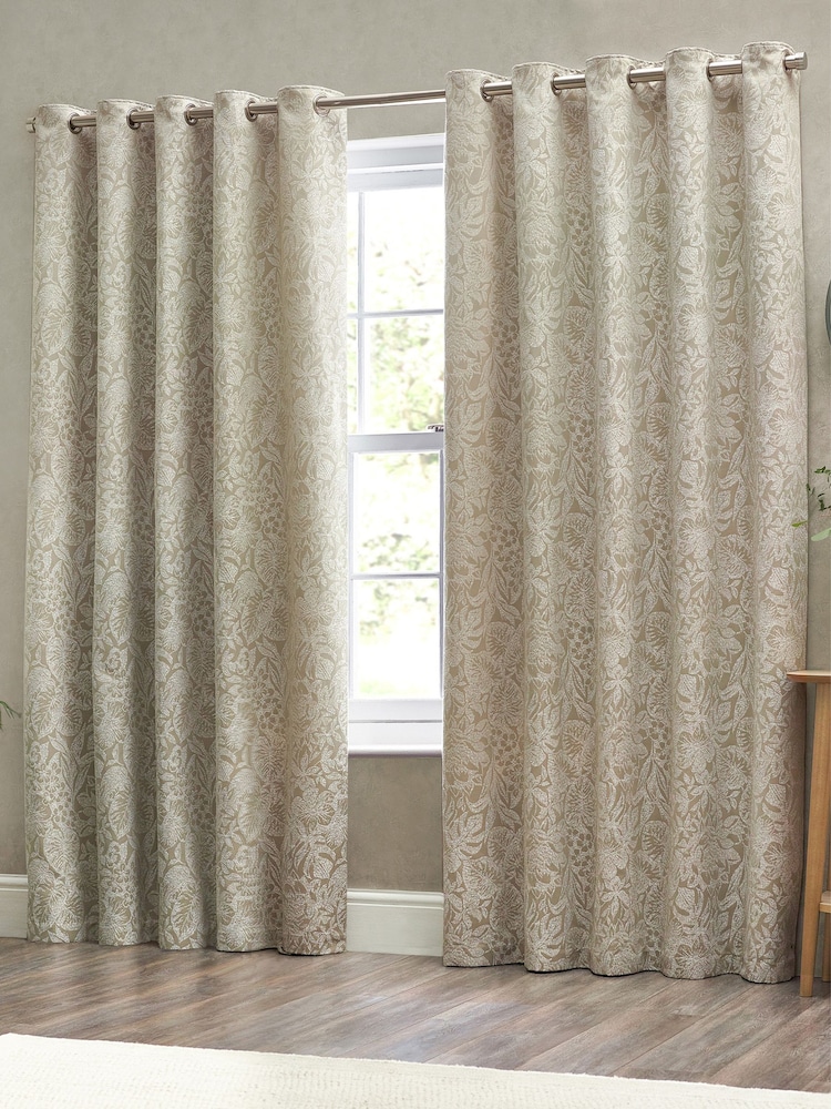 Wylder Natural Bali Botanical Jacquard Eyelet Curtains - Image 5 of 5