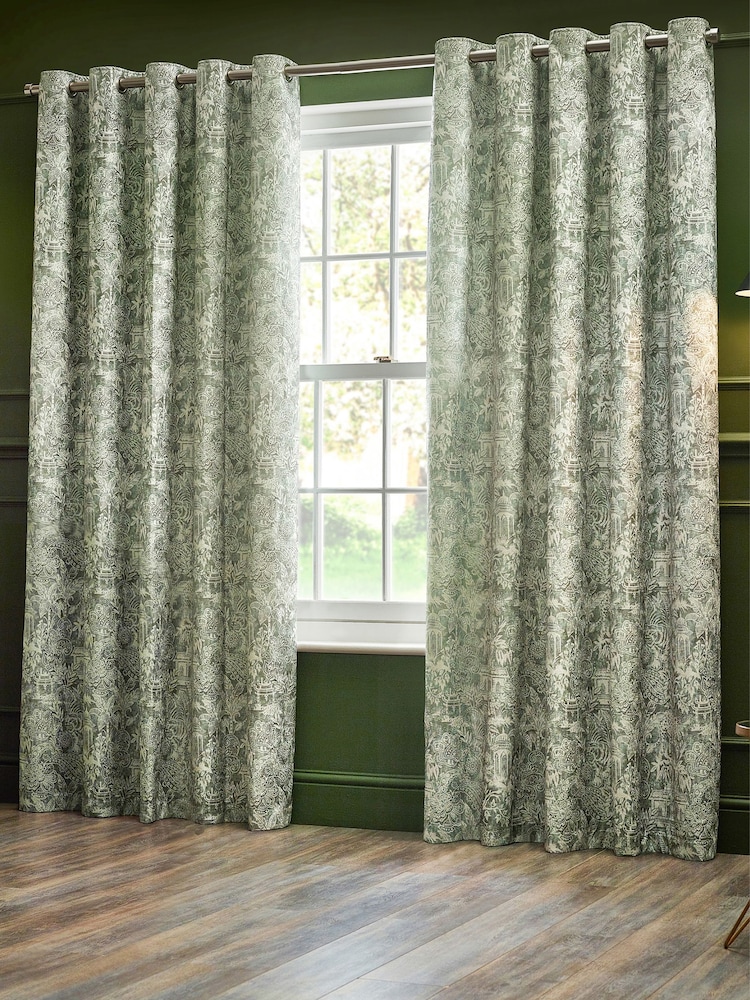 Wylder Sage Bengal Chenille Eyelet Curtains - Image 5 of 5