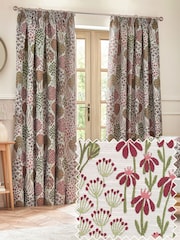 Wylder Rednut Ophelia Floral Jacquard Lined Pencil Pleat Curtains - Image 1 of 5
