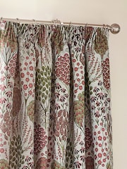 Wylder Rednut Ophelia Floral Jacquard Lined Pencil Pleat Curtains - Image 2 of 5