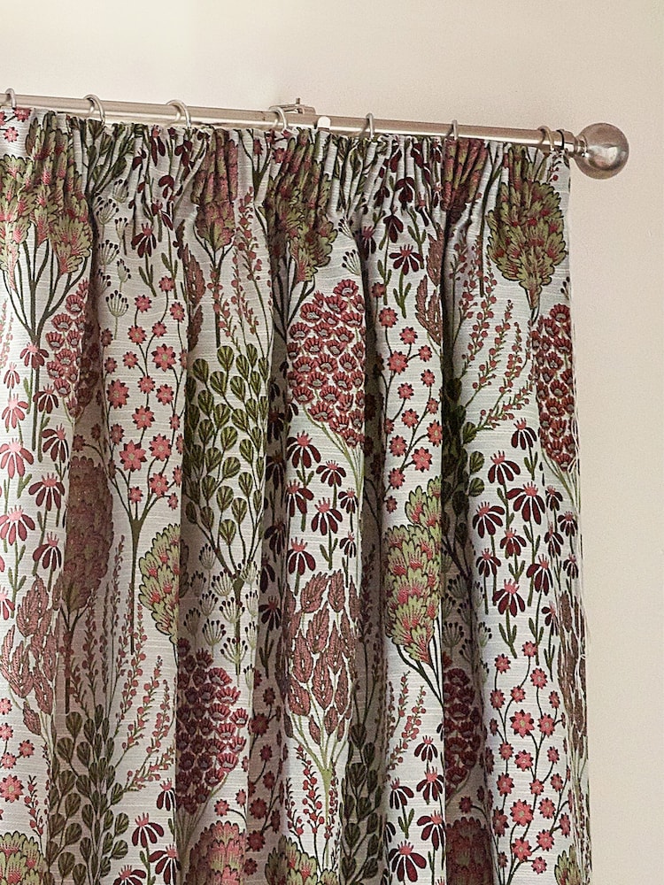 Wylder Rednut Ophelia Floral Jacquard Lined Pencil Pleat Curtains - Image 2 of 5