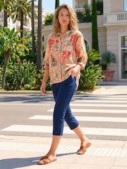 Roman Orange Paisley Print V-Neck Blouse - Image 2 of 4