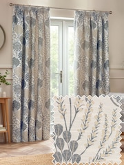 Wylder Wedgewood Ophelia Floral Jacquard Lined Pencil Pleat Curtains - Image 1 of 5