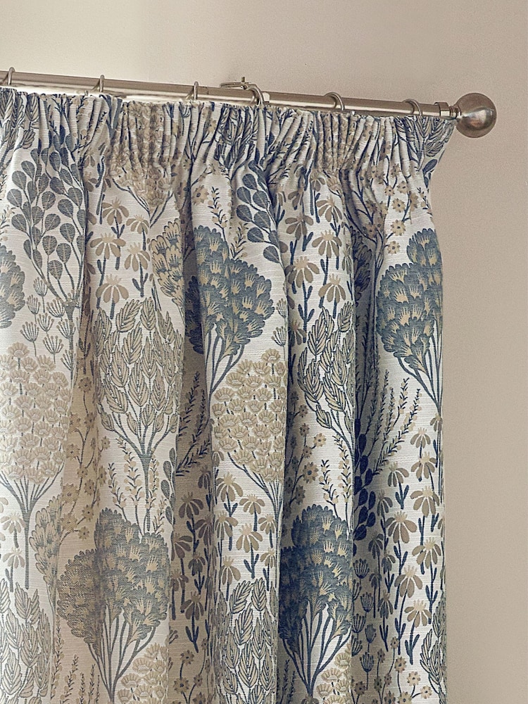 Wylder Wedgewood Ophelia Floral Jacquard Lined Pencil Pleat Curtains - Image 2 of 5
