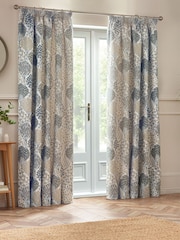 Wylder Wedgewood Ophelia Floral Jacquard Lined Pencil Pleat Curtains - Image 5 of 5