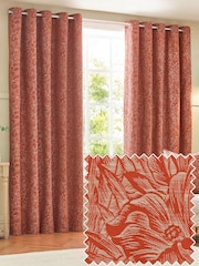 Wylder Brick Grantley Jacquard Eyelet Curtains - Image 1 of 5