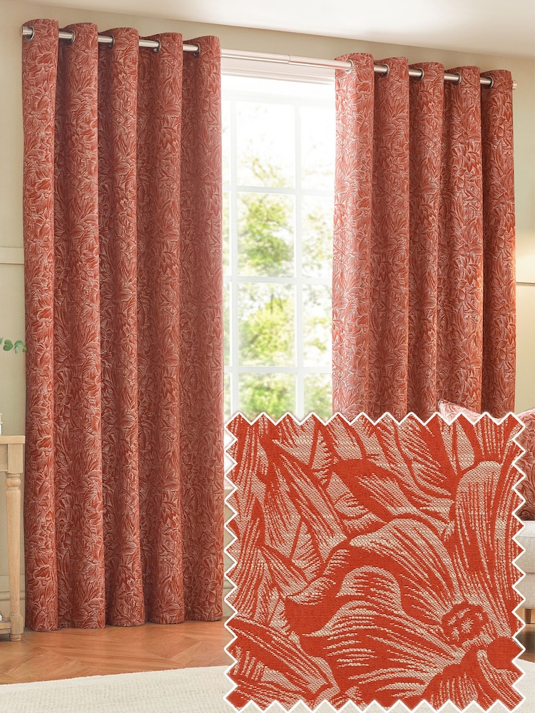 Wylder Brick Grantley Jacquard Eyelet Curtains - Image 1 of 5 Wylder Brick Grantley Jacquard Eyelet Curtains - Image 1 of 5